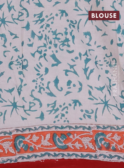 Jaipur cotton saree maroon and peach with allover butta prints and printed border