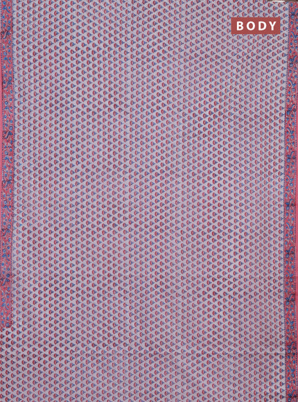 Jaipur cotton saree off white and light pink with allover butta prints and printed border