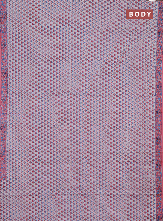 Jaipur cotton saree off white and light pink with allover butta prints and printed border