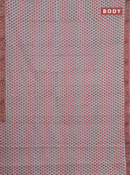 Jaipur cotton saree off white and peach with allover butta prints and printed border