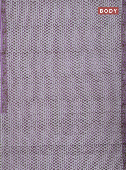 Jaipur cotton saree off white and lavender with allover butta prints and printed border