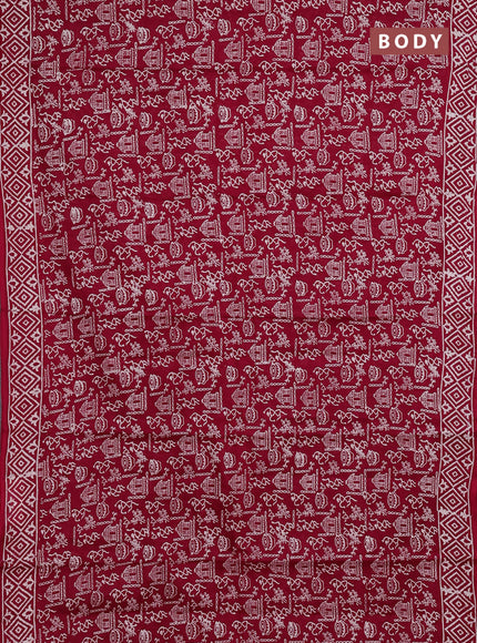 Jaipur cotton saree maroon with allover warli prints and printed border