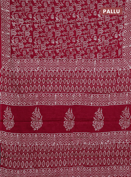 Jaipur cotton saree maroon with allover warli prints and printed border