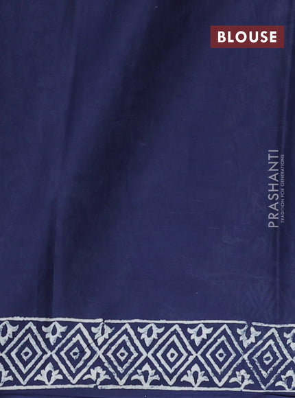 Jaipur cotton saree navy blue with allover warli prints and printed border