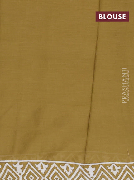 Jaipur cotton saree mehendi green with allover warli prints and printed border