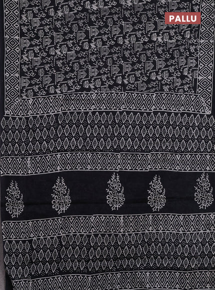 Jaipur cotton saree black with allover warli prints and printed border