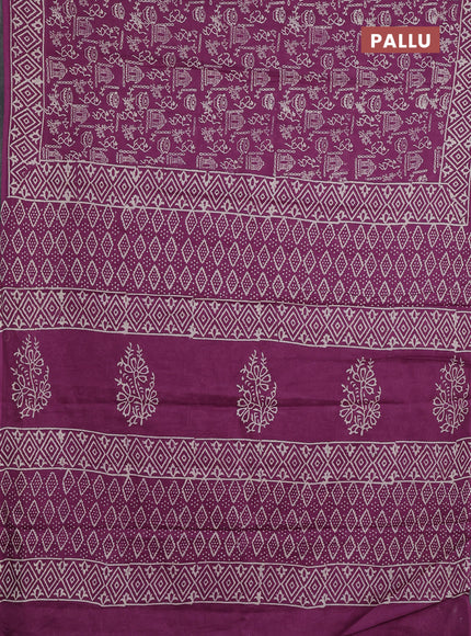 Jaipur cotton saree magenta pink with allover warli prints and printed border