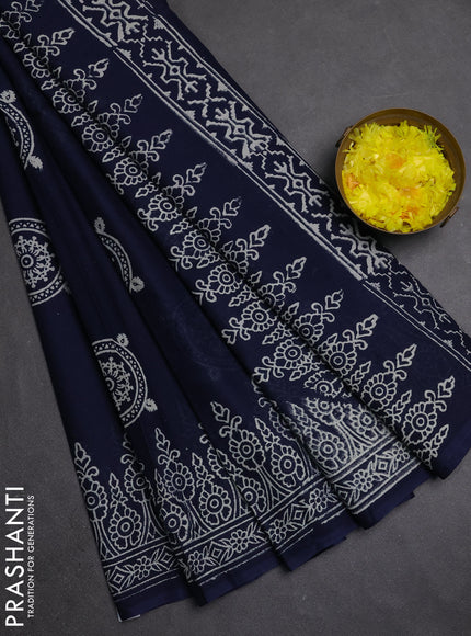 Jaipur cotton saree navy blue with butta prints and printed border