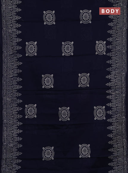 Jaipur cotton saree navy blue with butta prints and printed border