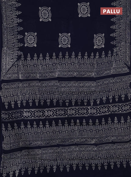 Jaipur cotton saree navy blue with butta prints and printed border