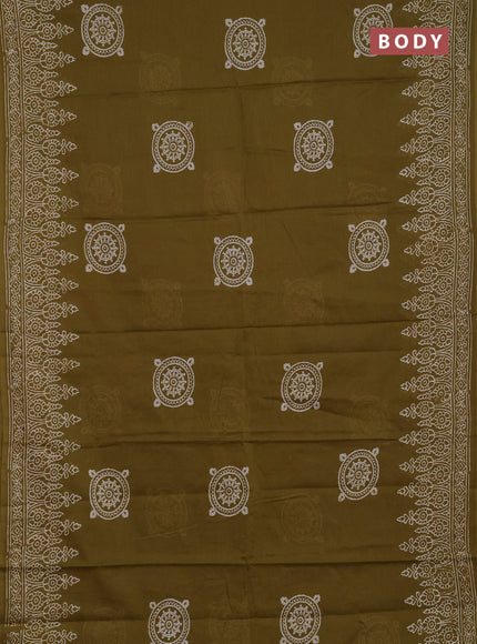 Jaipur cotton saree mehendi green with butta prints and printed border