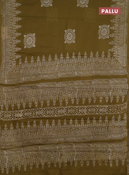 Jaipur cotton saree mehendi green with butta prints and printed border