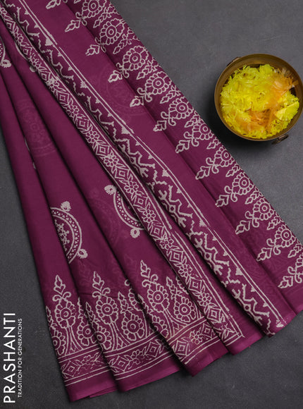 Jaipur cotton saree magenta pink with butta prints and printed border