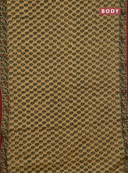 Jaipur cotton saree beige and rust shade with allover floral butta prints and printed border