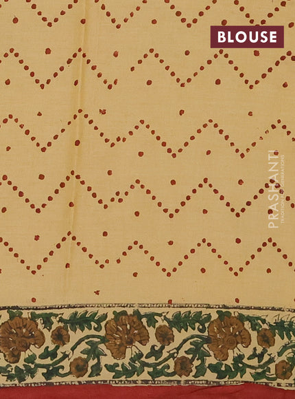 Jaipur cotton saree beige and rust shade with allover floral butta prints and printed border