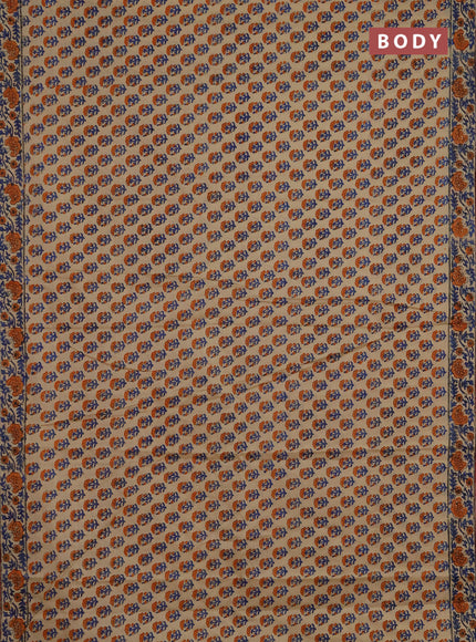 Jaipur cotton saree beige and rust shade with allover butta prints and printed border