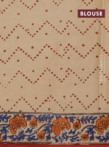 Jaipur cotton saree beige and rust shade with allover butta prints and printed border