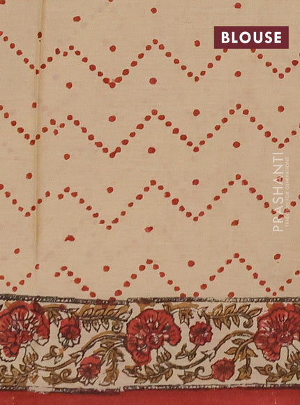 Jaipur cotton saree beige and rust shade with allover prints and printed border