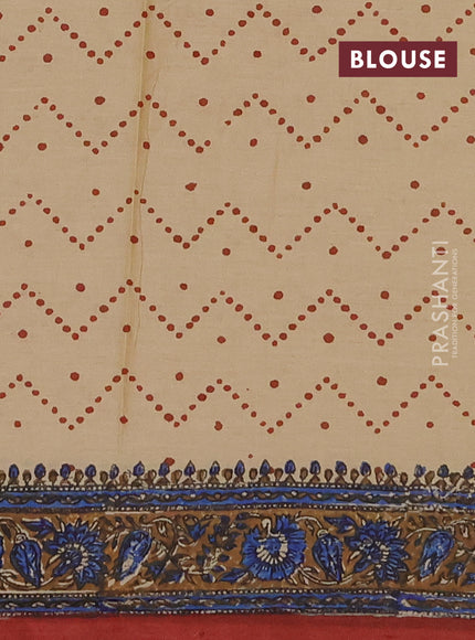 Jaipur cotton saree beige and dark mustard with allover butta prints and printed border