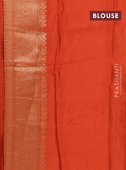 Semi mysore silk saree coffee brown and rustic orange with zari woven buttas and zari woven border