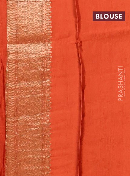 Semi mysore silk saree maroon and rustic orange with zari woven buttas and zari woven border