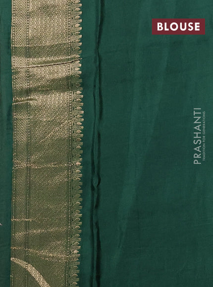 Semi mysore silk saree maroon and green with zari woven buttas and zari woven border