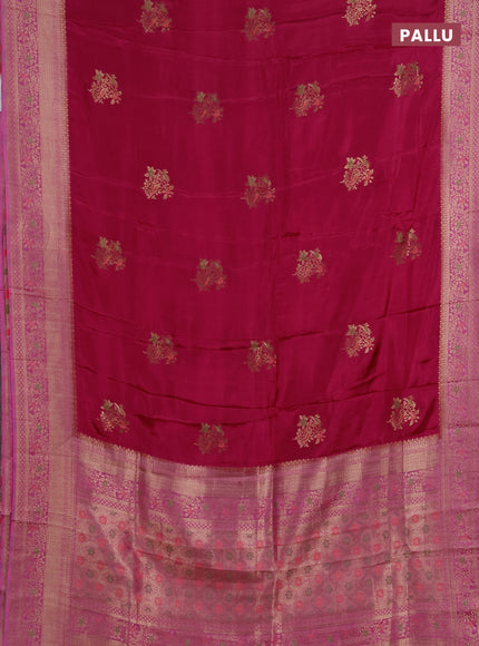 Semi mysore silk saree pink and peach pink with zari woven buttas and zari woven border