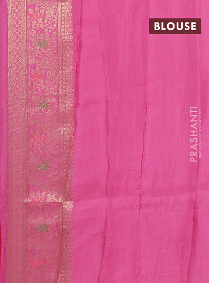 Semi mysore silk saree pink and peach pink with zari woven buttas and zari woven border