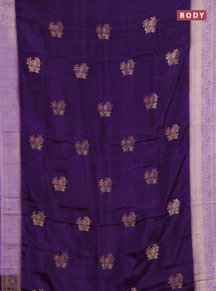 Semi mysore silk saree violet and lavender with zari woven buttas and zari woven border