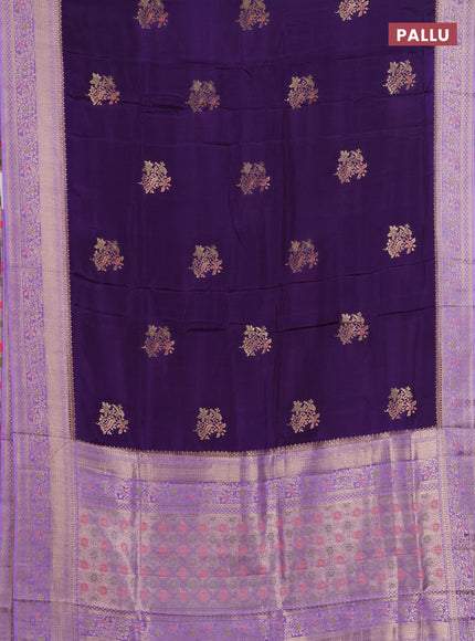 Semi mysore silk saree violet and lavender with zari woven buttas and zari woven border