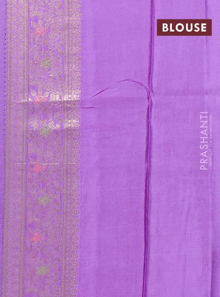 Semi mysore silk saree violet and lavender with zari woven buttas and zari woven border