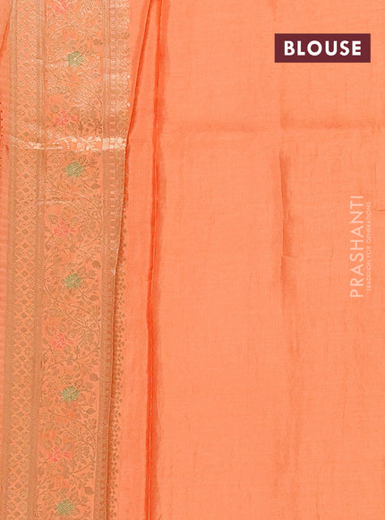 Semi mysore silk saree orange with zari woven buttas and zari woven border