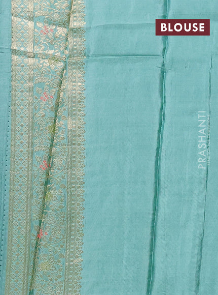 Semi mysore silk saree green and pastel green with zari woven buttas and zari woven border