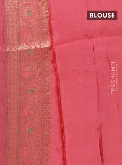 Semi mysore silk saree wine shade and peach pink with zari woven buttas and zari woven border