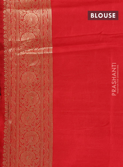 Semi mysore silk saree black and maroon with allover floral zari woven buttas and zari woven border