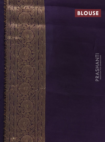 Semi mysore silk saree teal green and jamun shade with allover floral zari woven buttas and zari woven border