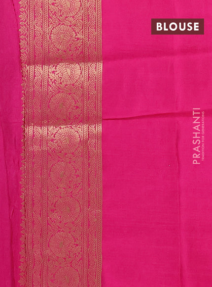 Semi mysore silk saree black and pink with allover floral zari woven buttas and zari woven border
