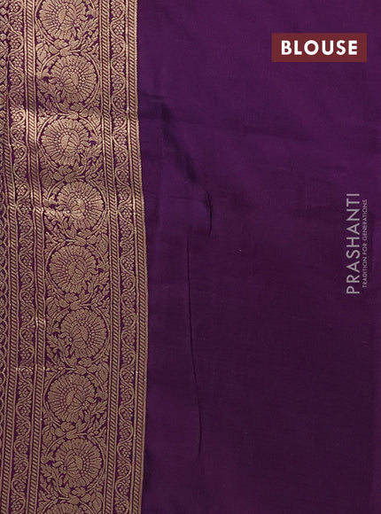 Semi mysore silk saree pink and violet with allover floral zari woven buttas and zari woven border