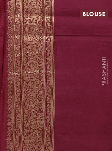 Semi mysore silk saree rust orange and deep wine with allover floral zari woven buttas and zari woven border
