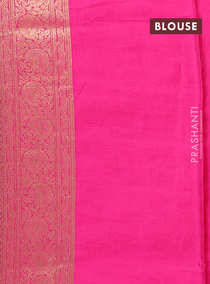Semi mysore silk saree coffee brown and pink with allover floral zari woven buttas and zari woven border