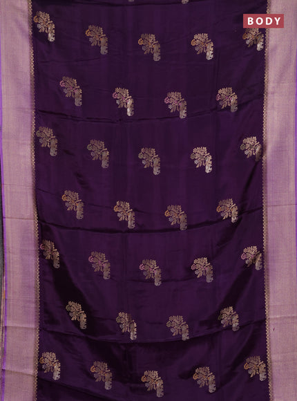 Semi mysore silk saree violet and lavender with allover zari woven buttas and zari woven border