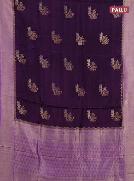 Semi mysore silk saree violet and lavender with allover zari woven buttas and zari woven border