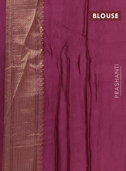 Semi mysore silk saree coffee brown and wine shade with allover zari woven buttas and zari woven border