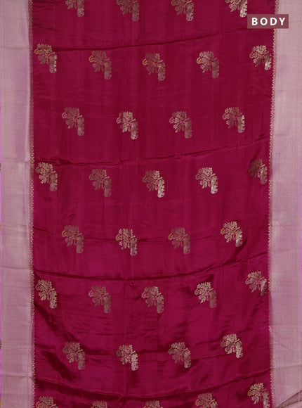 Semi mysore silk saree pink and peach pink with allover zari woven buttas and zari woven border