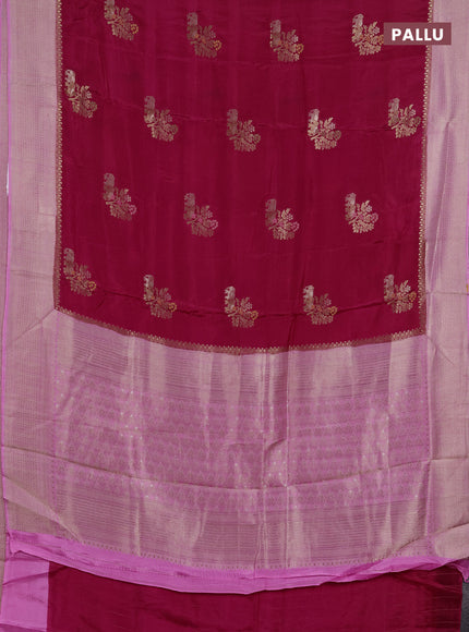 Semi mysore silk saree pink and peach pink with allover zari woven buttas and zari woven border