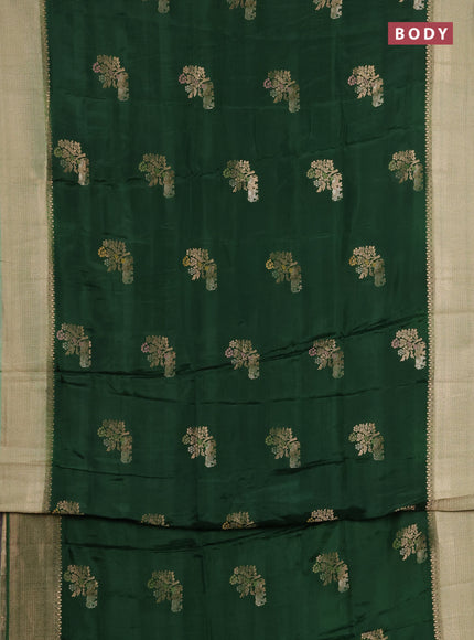 Semi mysore silk saree green and light green with allover zari woven buttas and zari woven border