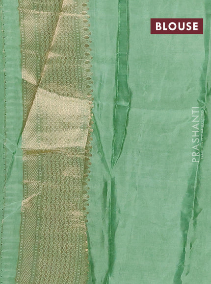 Semi mysore silk saree green and light green with allover zari woven buttas and zari woven border