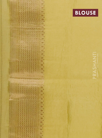 Semi mysore silk saree mustard yellow and pale yellow with allover zari woven buttas and zari woven border