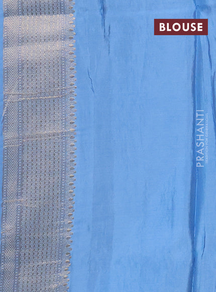 Semi mysore silk saree grey and pastel blue with allover zari woven buttas and zari woven border