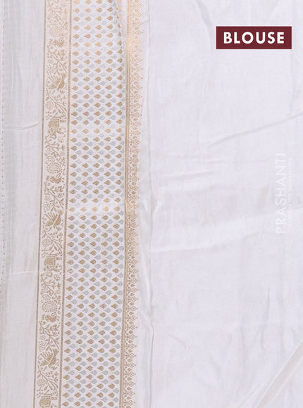 Semi mysore silk saree mustard yellow and cream with allover zari woven buttas and zari woven border